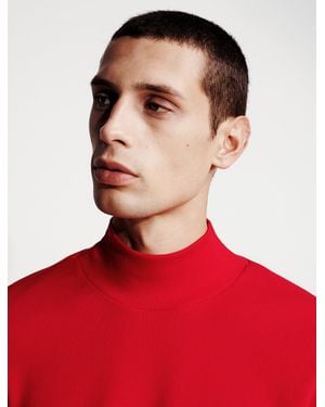 Calvin Klein Turtleneck Ribbed Tee - Red