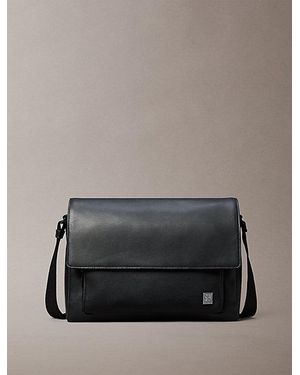 Calvin Klein Saffiano Emblem Logo Messenger Bag - Grey