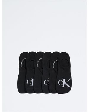 Calvin Klein Flat Knit Monogram 6-Pack Liner Socks - Black