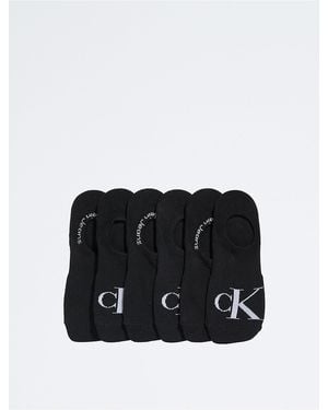 Calvin Klein Flat Knit Monogram Logo 6-Pack Liner Socks - Black