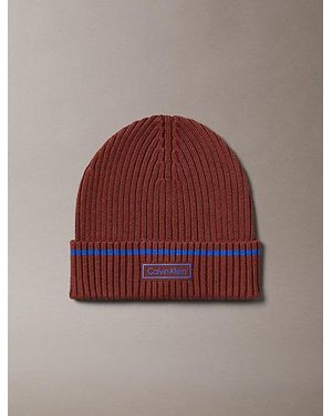 Calvin Klein Cotton Cashmere Blend Beanie - Red