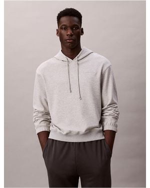 Calvin Klein Cotton Terry Blend Sleep Hoodie - Natural