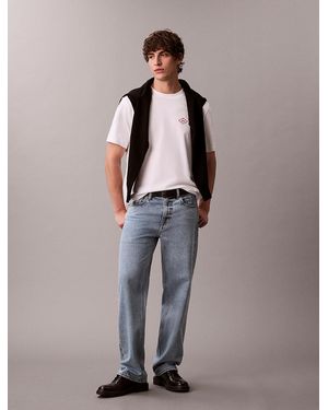 Calvin Klein T-Shirt Taglio Relaxed Con Logo Matchbox - Bianco