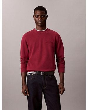 Calvin Klein Cotton Fleece Embossed Sweatshirt - Red