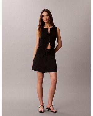 Calvin Klein Jeans Cotton Twill Utility Shorts - Black
