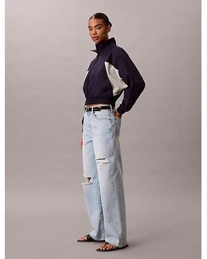 Calvin Klein Jeans Cropped Colour Block Nylon Jacket - Blue