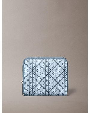 Calvin Klein Rfid Square Zip Around Logo Wallet - Blue