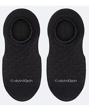 Calvin Klein 2 Pack Scalloped Diamond Knit Invisible Socks - Black
