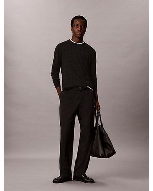 Calvin Klein Merino Wool Grid Jumper - Black