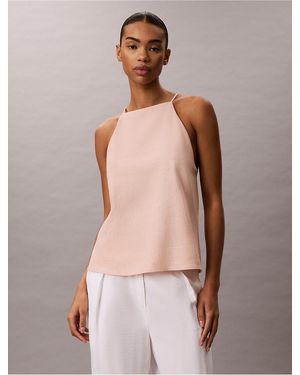 Calvin Klein Calvin Klein Linen Blend Sleeveless Top - Natural