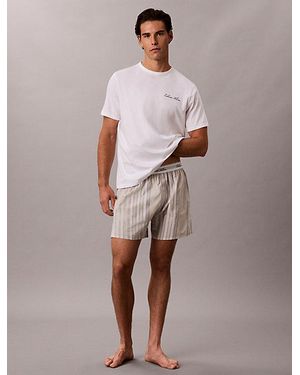 Calvin Klein Shorts Pyjama Set Heritage Cotton Poplin - Multicolour