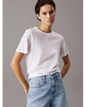 Calvin Klein Relaxed Linen Jersey T-Shirt - White