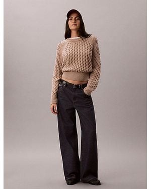 Calvin Klein Jeans Merino Wool Blend Cable Knit Jumper - Multicolour