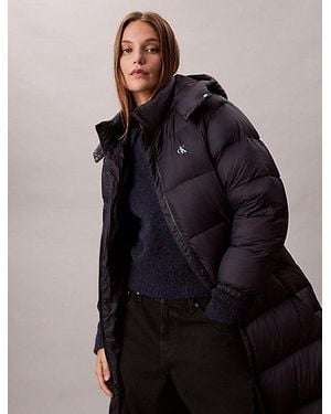 Calvin Klein Donzen Pufferjas Met Capuchon - Blauw