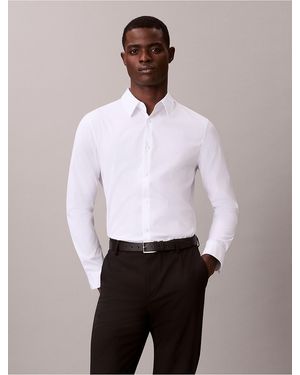 Calvin Klein Supima Stretch Cotton Slim Shirt - White