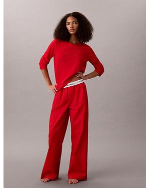 Calvin Klein Trousers Pyjama Set Icon Cotton Poplin - Red