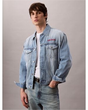Calvin Klein Calvin Klein Logo Embroidery 90S Trucker Jacket - Blue