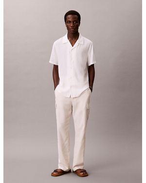 Calvin Klein Relaxed Straight Linen Blend Cargo Trousers - Multicolour