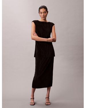 Calvin Klein Plisse Midi Skirt - Black