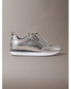 Calvin Klein Metallic Leather Runner Trainers