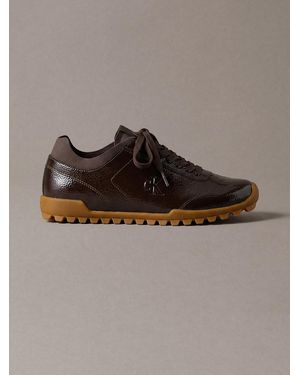 Calvin Klein Shiny Organza Runner Trainers - Brown