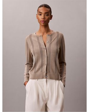 Calvin Klein Linen Blend Cardigan - Brown
