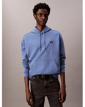 Calvin Klein Hoodie Van Badstofkatoen Met Embleem - Blauw