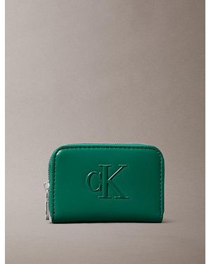 Calvin Klein Embossed Monogram Zip Wallet - Green