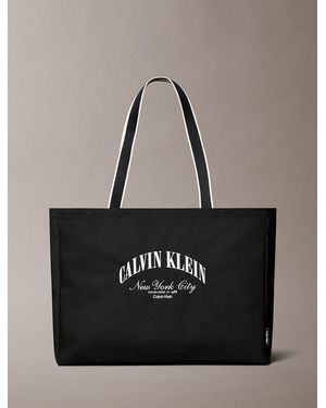 Calvin Klein Heritage Crest Logo Tote Bag - Black