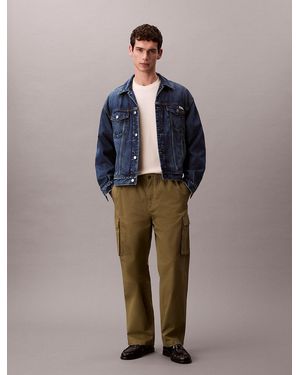 Calvin Klein Straight Cotton Twill Cargo Trousers - Blue
