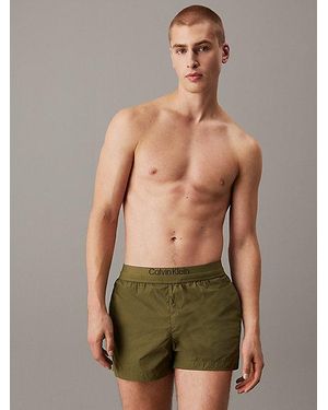 Calvin Klein Jeans Logo Waistband Swim Shorts Ck Soft Nylon - Green