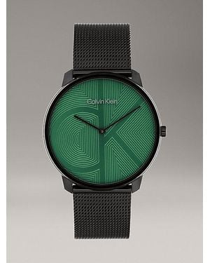 Calvin Klein Monogram Logo Mesh Armband Horloge - Groen