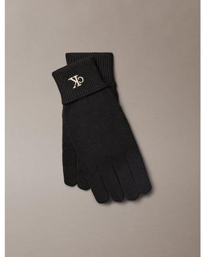 Calvin Klein Knit Signature Logo Touchscreen Gloves - Black