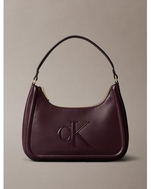 Calvin Klein Embossed Monogram Logo Shoulder Bag - Brown
