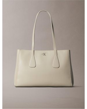 Calvin Klein Monogram Hardware Tote Bag - Natural