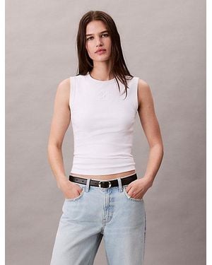 Calvin Klein Geribbelde Tanktop - Wit