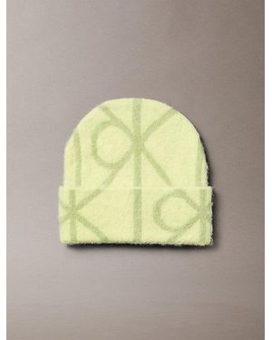 Calvin Klein Warm Wool Blend Logo Beanie - Metallic