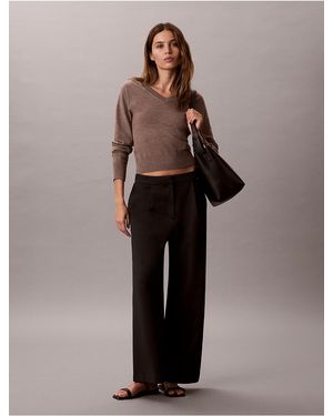 Calvin Klein Ponte Wide Leg Pants - Black