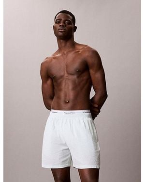 Calvin Klein Seersucker Katoen Pyjamashort - Bruin