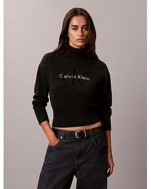 Calvin Klein Jeans Monologo Turtleneck Jumper - Black
