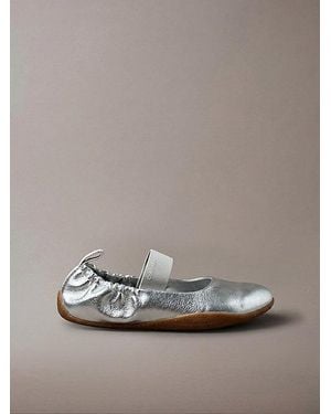 Calvin Klein Metallic Leather Hybrid Ballet Trainers - Grey