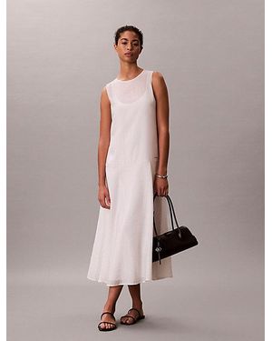 Calvin Klein Jeans Voile A Line Maxi Dress - Natural