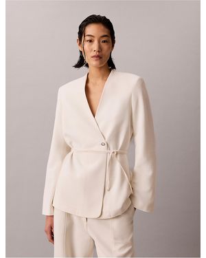 Calvin Klein Textured Shine Blazer - Natural