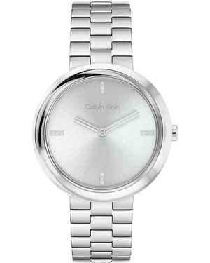 Calvin Klein Twisted Bezel Bracelet Watch - White