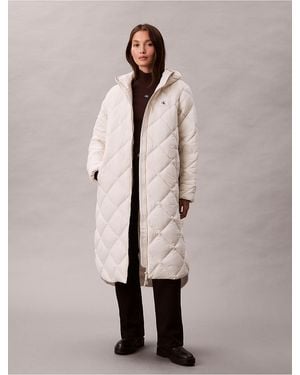 Calvin Klein Calvin Klein Long Hooded Puffer Jacket - Natural