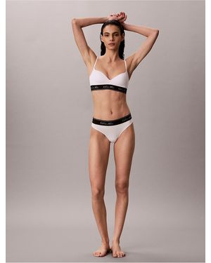 Calvin Klein Icon Cotton Modal Script Thong - White