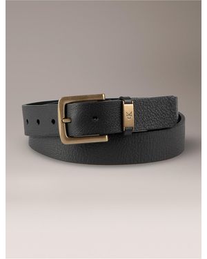 Calvin Klein Leather Harness Buckle Belt - Gray