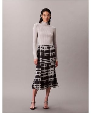 Calvin Klein Printed Flared Midi Skirt - Multicolor