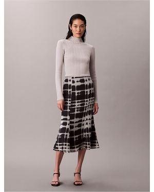 Calvin Klein Printed Flared Midi Skirt - Multicolor