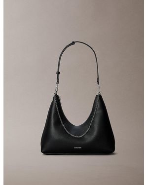 Calvin Klein Pebbled Jewellery Chain Hobo Bag - Black